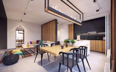 côté salle à manger et cuisine moderne