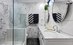 cabine de douche italienne marbre blanc bungalow rénovation