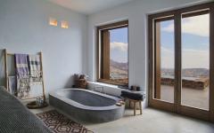 baignoire en granit salle de bains rustique