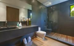 salle de bain en gris tendance maison de vacances