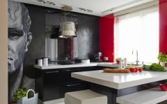Appartement citadin à la déco maison très tendance cuisine aux placards intégrés noirs