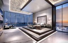 La grande suite principale donnant sur un balcon privé avec vue imprenable sur la mer grande et spacieuse suite avec vue sur la mer penthouse