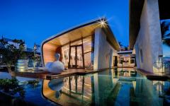 vue villa de vacances luxueuse de nuit