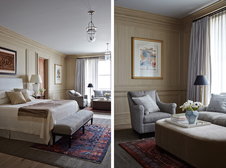 Grande chambre à coucher avec son petit salon privé suite parentale dans résidence de luxe
