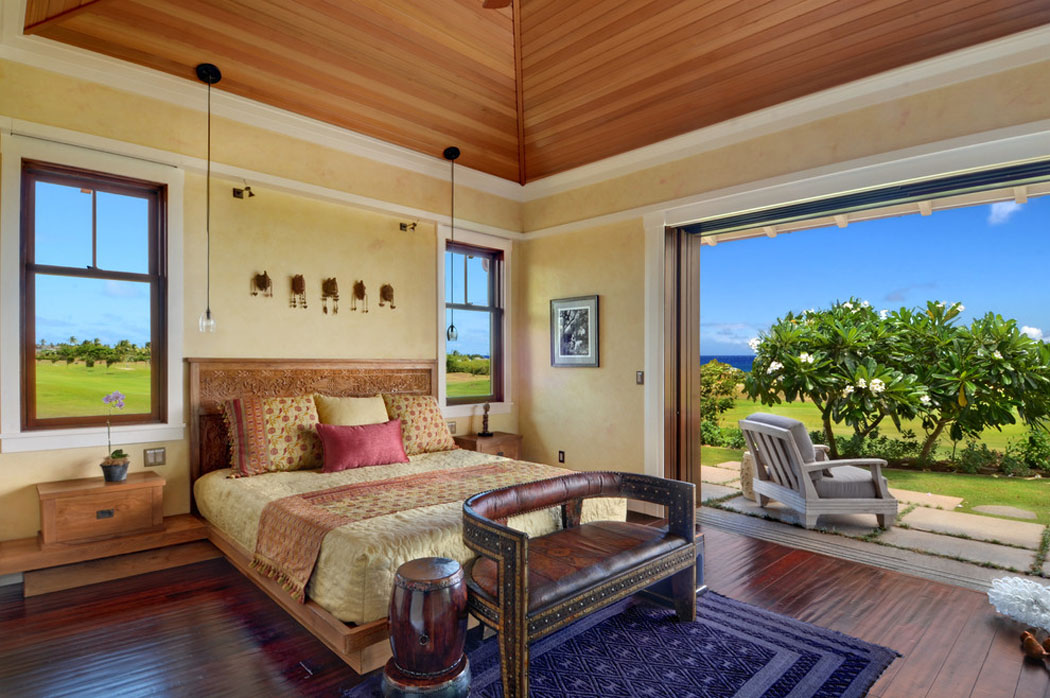 Suite des maitres de cette belle villa de rêve à la grande baie vitrée suite parentale résidence de standing exotique