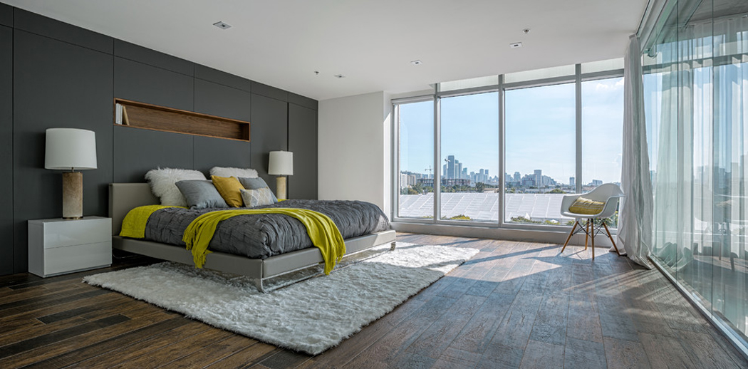 La suite des maitres avec une belle vue sur la ville de Miami suite parentale appartement en duplex avec vue