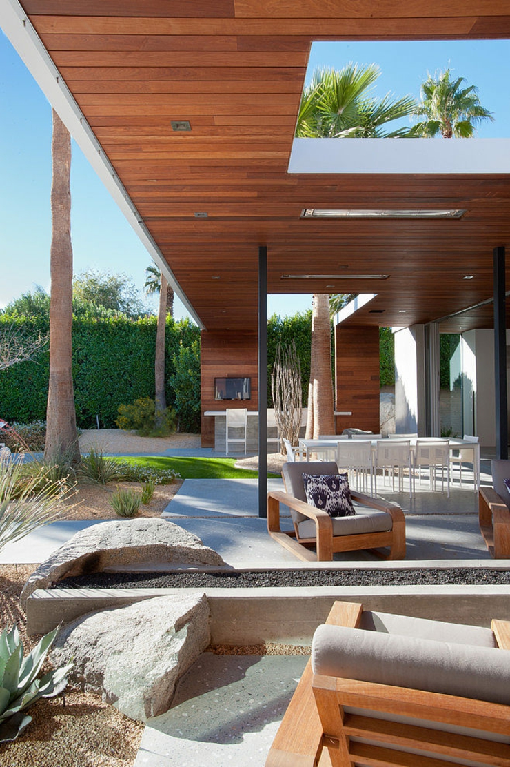 Terrasse de cette magnifique maison de plain-pied outdoor terrasse maison exotique de luxe
