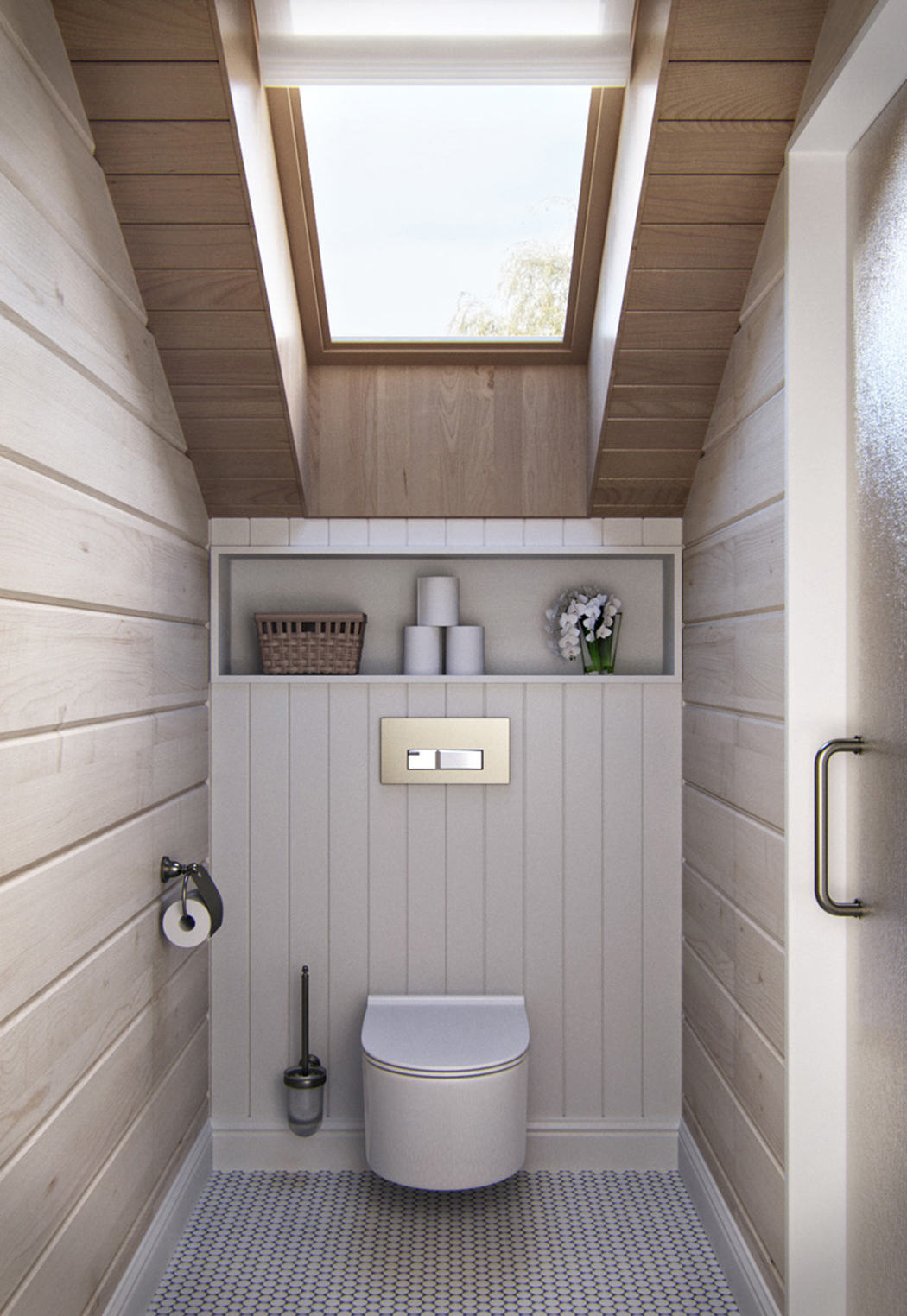 Toilettes rustique mais également modernes toujours avec des lambris en bois aux murs toilettes maison familiale néo rustique