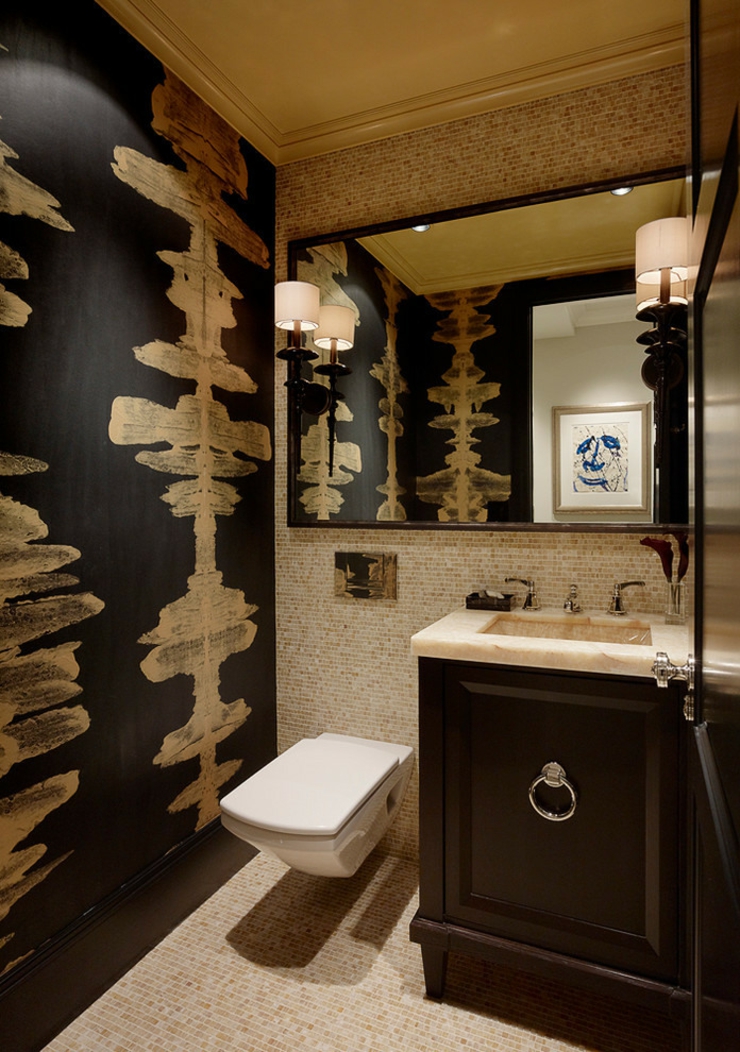 Les toilettes de la résidence de prestige en Californie toilettes bois marbre noir