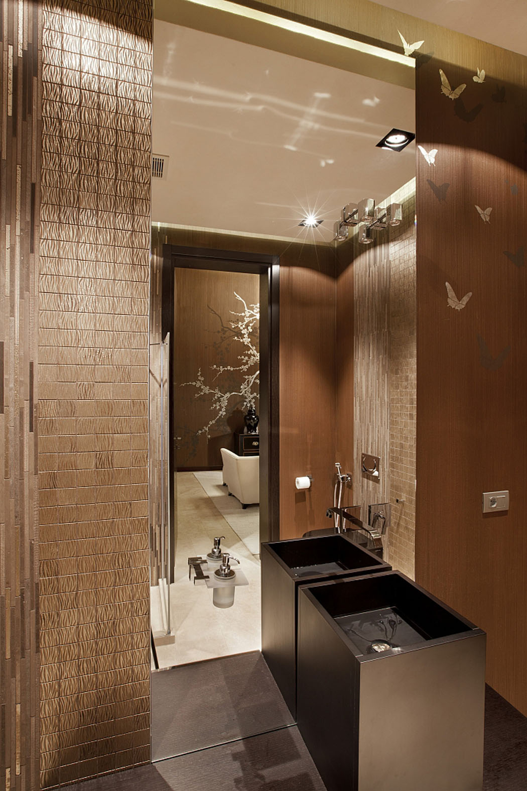 toilettes déco sombre doré