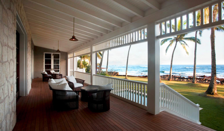 Vacances de tout confort au bord de la plage exotique à Hawaï véranda résidence de vacances hawaï