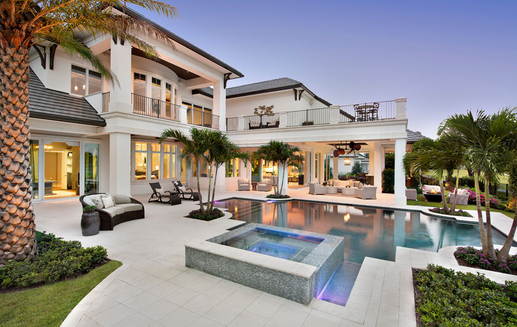 piscine palmiers design exotique