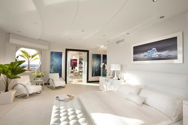 Chambre à coucher design luxe en blanc intérieur design élégant en blanc