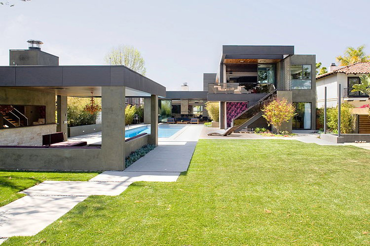 Vue d’ensemble de la maison d’architecte le jardin pelouse outdoor maison d'architecte moderne