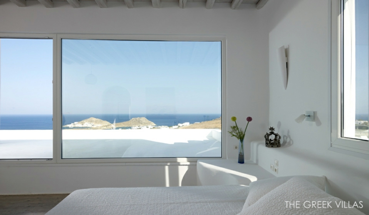 Vue splendide sur la mer depuis les chambres à coucher location de vacances en Grèce vue sur la mer